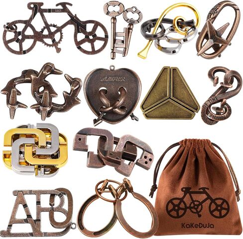 6 PCS Metal Brain Teaser Puzzles for Adults and Kids, Disentanglement Metal Logic Puzzle Set, IQ Mind Challenge Brain Games Toy Gift(6PCS Metal A) in Kuwait