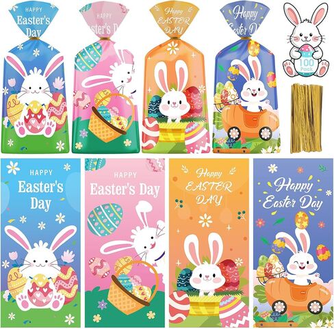 100 Pcs Halloween Treat Bags - Happy Halloweens Goodie Bag, Plastic Halloween Pumpkin Cellophane Bag Bulk, Clear Gift Goody Candy Bags with Twist Ties for Halloweens Party Supplies Favors Decorations in Kuwait