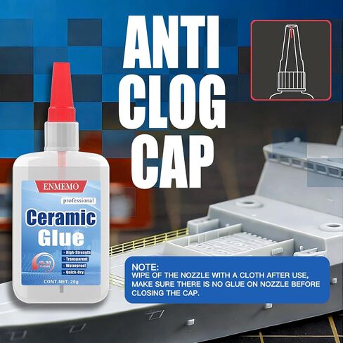 (2-in-1) Ceramic Glue with Brush Applicator&Nozzle,Porcelain&Pottery Repair in Kuwait