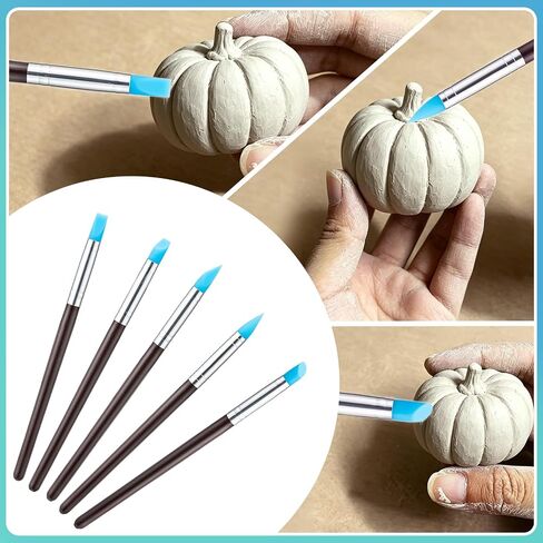 Aukney 100ML Air Dry Clay Glaze and 29pcs Tool Kit, High Gloss Air Dry Clay Glaze, Sealant, Prevent Clay from Cracking, and Scratch Resistant - Pottery Tools for Stippling, Shaping Clay Crafts in Kuwait