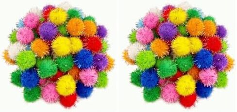 JKanruh 600pcs 1 Inch Glitter Poms Sparkle Balls,Multicolored Sparkle Pom Pom Balls for Craft … in Kuwait