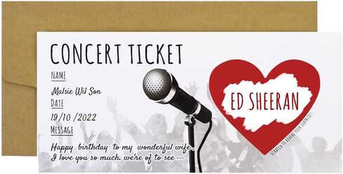 CJ&M Concert/Festival Scratch Card | Surprise Music Ticket | Personalisable - Concert, Festival, Gig | Birthday, Christmas (Pack of 2) in Kuwait