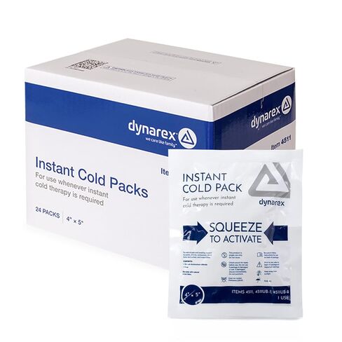 Dynarex Disposable Ice Packs for Injuries - Instant Cold Packs for First Aid, Swelling, Sprains & Abrasions - Single Use Cold Pack & Cold Compress Packs for Joint & Muscle Pain - 24-Pack, 4x5-Inch in Saudi Arabia