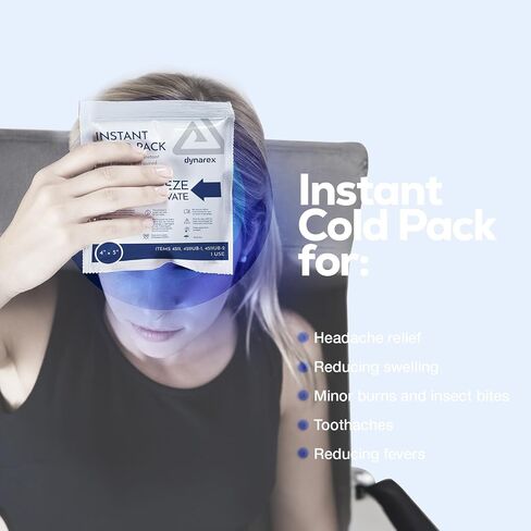 Dynarex Disposable Ice Packs for Injuries - Instant Cold Packs for First Aid, Swelling, Sprains & Abrasions - Single Use Cold Pack & Cold Compress Packs for Joint & Muscle Pain - 24-Pack, 4x5-Inch in Saudi Arabia