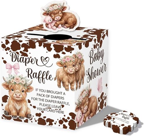 Cowboy Baby Shower Decorations Diaper Raffle Tickets with Box in Saudi Arabia