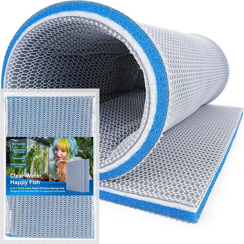 Borlech 8-Layer Fast-Acting Aquarium Filter Pad - Cut-to-Size Aquarium Floss Media for Fish Tank, Pond, Sump - Fast Water Polishing in Hours (15.75"x11.81"x0.6", 1 Pack) in Saudi Arabia