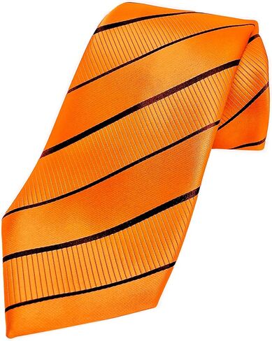 Scott Allan Collection Navy Blue and Orange Plaid Ties for Men - Jacquard Woven Striped Tie - Dark Blue & Orange Plaid Neck Tie in Kuwait