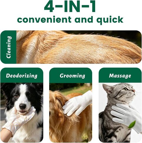 Arme Pet Bath Gloves Wipes for Dogs&Cats Cleaning Glove for Dry Bath,40 Pcs in Kuwait