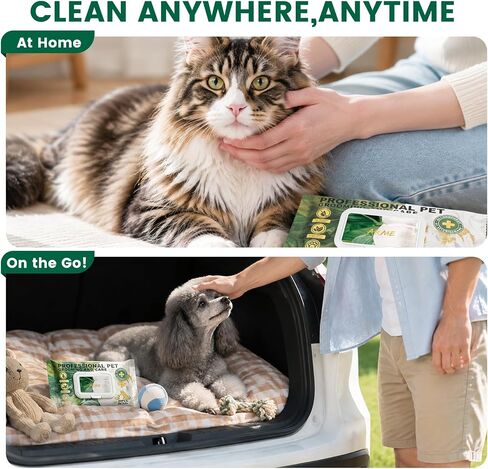 Arme Pet Bath Gloves Wipes for Dogs&Cats Cleaning Glove for Dry Bath,40 Pcs in Kuwait