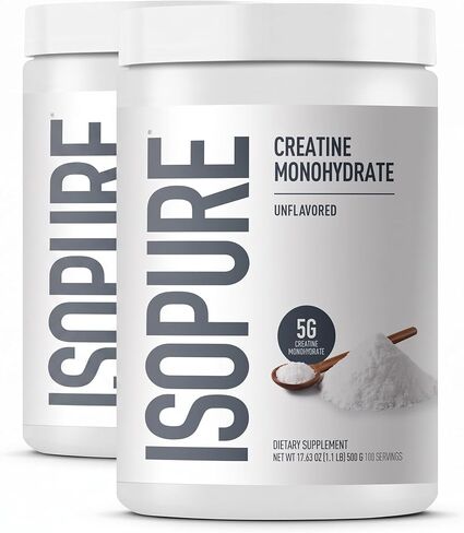 Isopure Unflavored Creatine Monohydrate Powder, Zero Added Ingredients, No Calories, 5g Creatine Monohydrate per scoop, 100 Servings, 500g in Kuwait