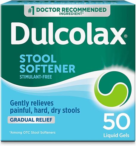 Dulcolax Stool Softener Laxative Liquid Gel Capsules (50ct) Gentle Relief, Docusate Sodium 100mg in Saudi Arabia