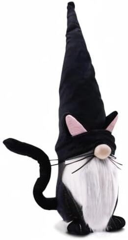 Upltowtme Black Cat Gnome Swedish Tomte Cat Gnome Halloween Decorations Collectible Figurines Gnome Plush Spring Summer Farmhouse Home Gift Decor in Kuwait