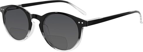Eyekepper Key Hole Style Spring-Hinged Round Bifocal Sunglasses Sunshine Readers Black-Clear +1.00 in Kuwait