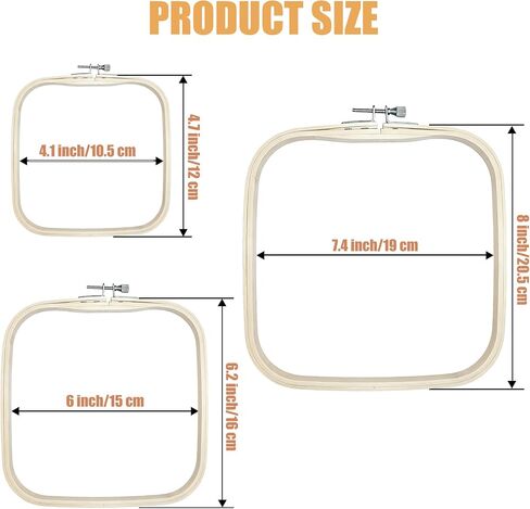 Yorwex 3 Pieces 3 Sizes Square Embroidery Hoops Adjustable Wooden Circle Cross Stitch Hoop Ring for DIY Embroidery Craft Art Craft Handy Sewing and Christmas Ornaments in Saudi Arabia