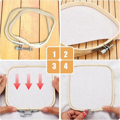 Yorwex 3 Pieces 3 Sizes Square Embroidery Hoops Adjustable Wooden Circle Cross Stitch Hoop Ring for DIY Embroidery Craft Art Craft Handy Sewing and Christmas Ornaments in Saudi Arabia