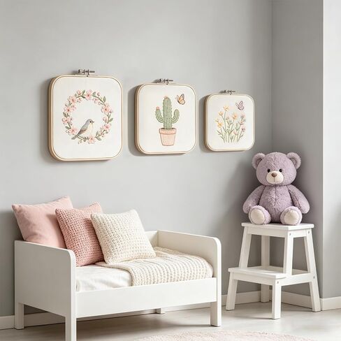 Yorwex 3 Pieces 3 Sizes Square Embroidery Hoops Adjustable Wooden Circle Cross Stitch Hoop Ring for DIY Embroidery Craft Art Craft Handy Sewing and Christmas Ornaments in Saudi Arabia
