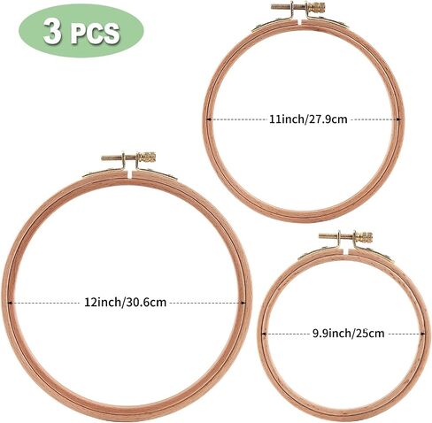 Sherbo 10, 11 and 12 Inch Embroidery Hoops, Set of 3 Beech Wood Hoops in Kuwait