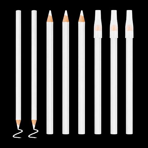 Fabric Marking Pencils 8PCS 17.5cm for Sewing | Washable White with Caps in Saudi Arabia