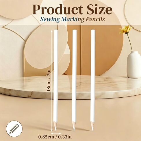 Fabric Marking Pencils 8PCS 17.5cm for Sewing | Washable White with Caps in Saudi Arabia