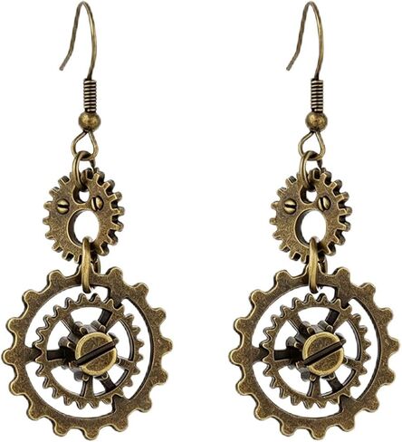 Coadipress العتيقة Steampunk والعتاد أقراط للنساء الفتيات فريدة من نوعها اليدوية خمر البرونزية مزيج لهجة القوطية أداة أقراط مجوهرات هدايا in Kuwait