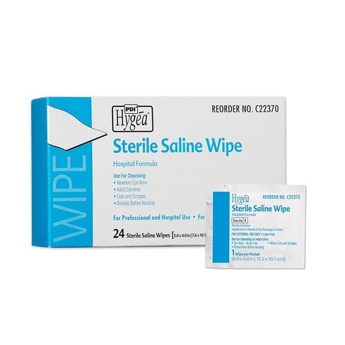 Hygea C22370 Sterile Saline Wipe, 6" x 4", 24/bx in Kuwait