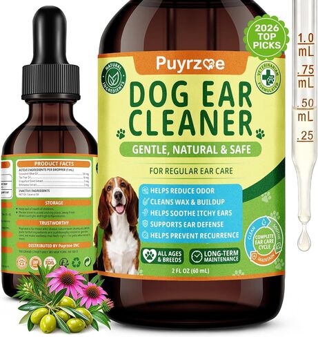 puyrzoe Dog Ear Cleaner Solution, Dog Ear Drops for Wax & Odour Care, 60 ml in Saudi Arabia