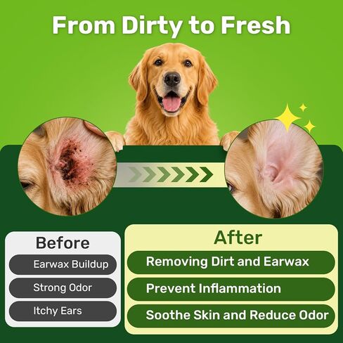puyrzoe Dog Ear Cleaner Solution, Dog Ear Drops for Wax & Odour Care, 60 ml in Saudi Arabia