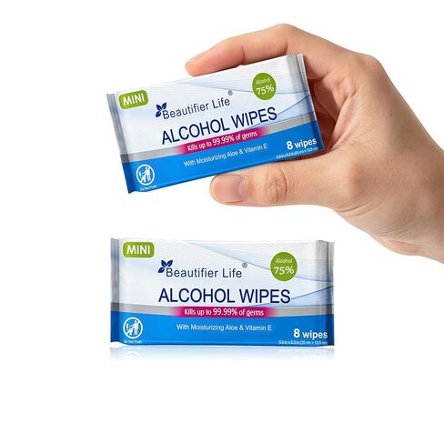 Wet Hand Sanitizing Wipes - 75% Alcohol Formula with Aloe, Moisturizer, and Vitamin E - Premium Sanitizer for Travel, Home, Office, and School Use (Aloe, 50) in Kuwait