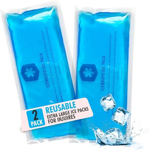 عبوات ثلج مرنة قابلة لإعادة الاستخدام من الجل مقاس 15.24 سم × 30.48 سم من ICEWRAPS للإصابات، بعد الجراحة وتخفيف الآلام | الرقبة والركبة والورك والظهر والكتف | تورم الكمادات الساخنة والباردة | 2 في العبوة in Kuwait