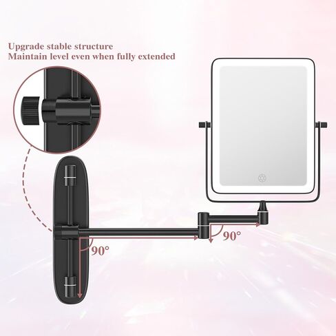 QiMH Wall Mounted Makeup Vanity Mirror, 8x6 Inch Rectangular 3X Magnifying with Extendable Arm, Bronze Double-Sided Swivel Mirror in Kuwait