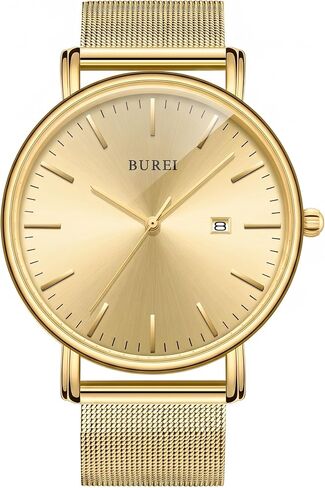 BUREI Men Wrist Watches Fashion Minimalist Analog Mesh Quartz Waterproof Watches for Men in Kuwait