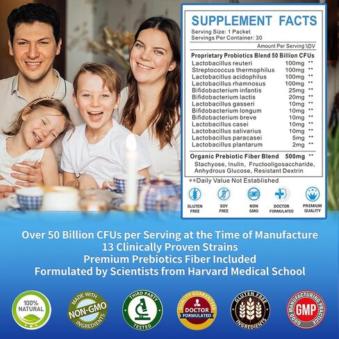ZEBORA Probiotics for Women, Men and Kids, Prebiotics and Probiotics Powder for Digestive and Immune Gut Health - Support Healthy-Respiratory-System Gluten Free and Non GMO, 30 Packets in Kuwait