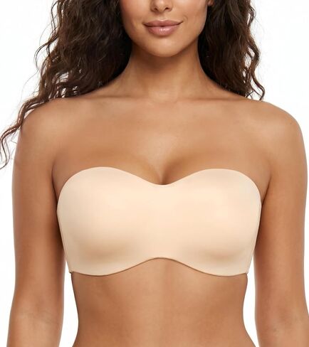 Lemorosy Women's Plus Size Non-Padded Smooth Seamless Multiway Underwire Strapless T-Shirt Bra in Kuwait