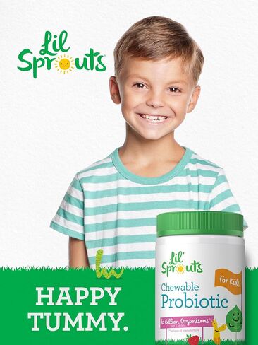 Probiotics for Kids | 200 Chewable Tablets | 6 Billion CFUs | Natural Raspberry Flavor | Non-GMO, Gluten Free Probiotics for Children | by Lil Sprouts in Kuwait