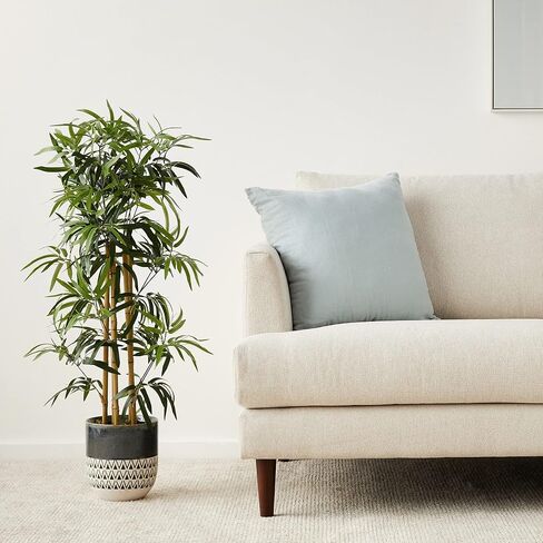 Amazon Basics Artificial Fake Bamboo Plant with Plastic Planter Pot, 39.4", Green in Kuwait