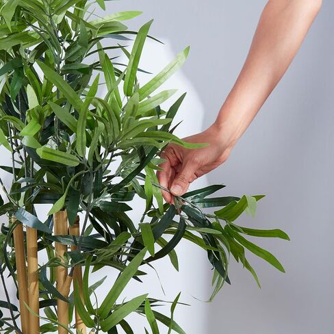 Amazon Basics Artificial Fake Bamboo Plant with Plastic Planter Pot, 39.4", Green in Kuwait