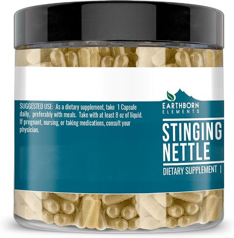 كبسولات Earthborn Elements Stinging Nettle Leaf 200 كبسولة، نقية وغير مخففة، بدون إضافات in Kuwait