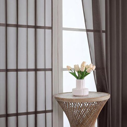 OVZME 2 Panels Black Sheer Valance - Short Fresh Sheer Curtain Valances for Windows Basement Semi Sheer Valances for Kitchen Window, Dual Rod Pocket (Black, 42 by 14 Inches Long) in Kuwait