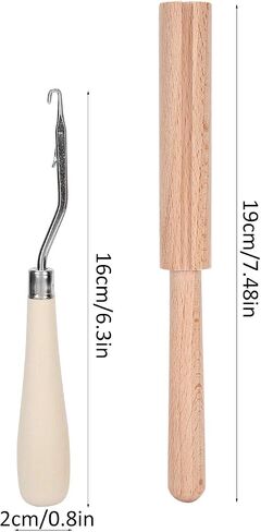 Pssopp Bent Latch Hook Tool with Wooden Handle for Carpet Crochet in Kuwait