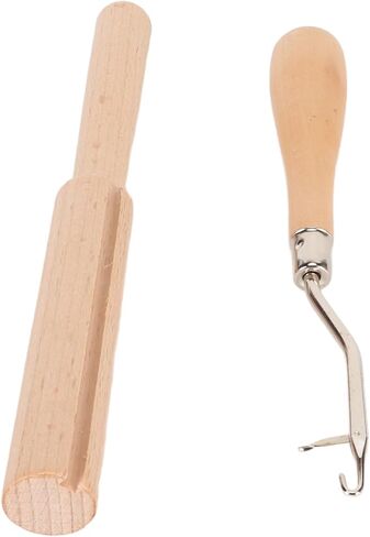 Wooden Bent Latch Hook with Thread Cutter Smoothing Handle for Rug Making Craft DIY in Kuwait