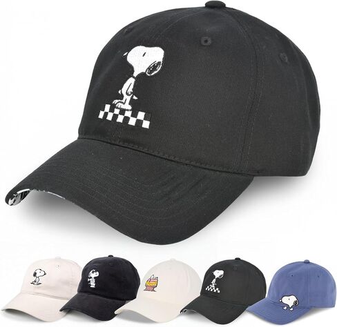 Concept One Mens Peanuts Snoopy Dad Hat, Adult Cotton Adjustable Baseball Cap with Curved Brim Hat, Midnight, One Size in Kuwait