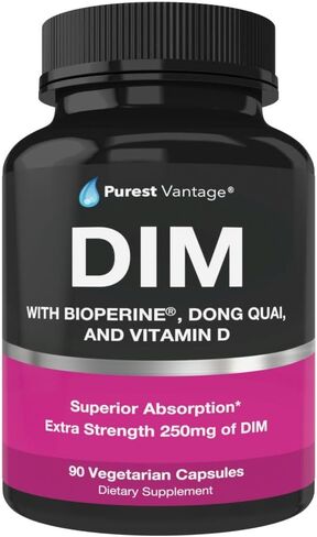 Pure DIM Supplement 250mg Diindolylmethane Plus BioPerine and Dong Quai - Hormone Balance Support for Women and Men, Menopause & Estrogen Support - 90 Vegetarian Capsules in Kuwait