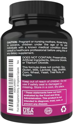 Pure DIM Supplement 250mg Diindolylmethane Plus BioPerine and Dong Quai - Hormone Balance Support for Women and Men, Menopause & Estrogen Support - 90 Vegetarian Capsules in Kuwait