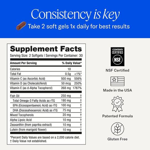 EyePromise Age Related Eye Vitamin Plus - Softgel Capsules with No Zinc, Containing Lutein, Vitamin C, D, E, Omega-3 Fish Oil, and Zeaxanthin in Saudi Arabia