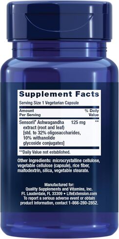 Life Extension Optimized Ashwagandha - Stress management supplement for a healthy stress response, focus, memory, stress relief - vegetarian, gluten-free, non-GMO, 60 capsules in Kuwait