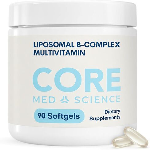 Core Med Science Liposomal Vitamin B-Complex, 90 Softgels - Non-GMO Active B-Complex Vitamin Supplement for Heart Health - Immune System & Metabolism Booster - Energy & Mood Support Supplement in Kuwait