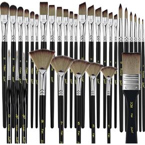Bougimal 33 Pcs Paint Brush Set, No-Shedding Artist Paint Brushes in Kuwait