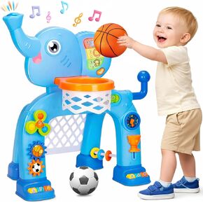 Toddler Basketball Hoop & Soccer Goal, Toys for 1 2 3 Year Old Boys Girls, Kids Sports Toy with Light Sound Music, Montessori Toys for Baby 12-18 Months, Christmas Birthday Gifts for Ages 1-3, Blue in Kuwait