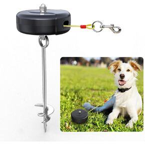 30ft Retractable Dog Tie Out Cable and Stake - No Tangle Leash for Between 10-90lbs - 360° Retractable Dog Lead Reel for Yard Camping Outdoor (Silver) in Kuwait