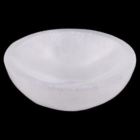 Wish Well Selenite Bowl with Amethyst Necklace – 4" Selenite Crystal Bowl – Mined and Crafted in Morocco – Ideal for Cleansing and Recharging Crystals and Healing Stones, Meditation, and Decor in Saudi Arabia
